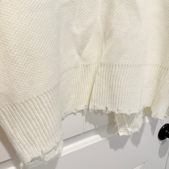 White Open-Front Cardigan with Pearls and distressing - Picture 9 of 11